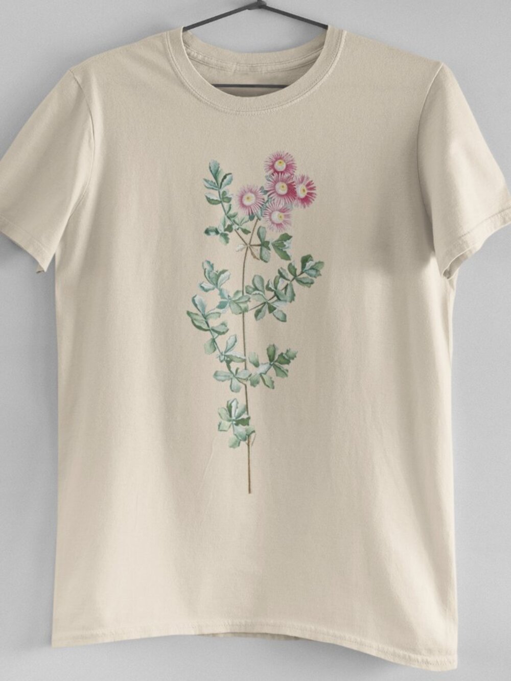 Pink Iceplant Vintage Floral Print Short Sleeve Graphic Tee T-shirt S-XXL - Picture 3 of 5